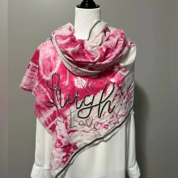 Monari Live Laugh Love  Tie Dye Scarf - Picture 1 of 9